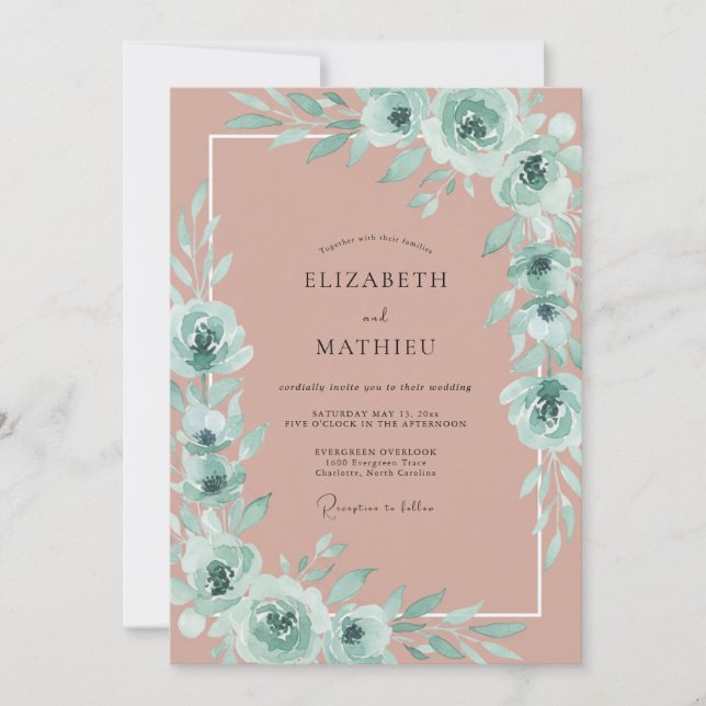 Invitación Boda Floral Serena Malva (Anverso)