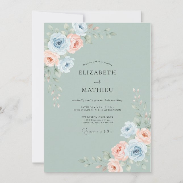 Invitación Boda Floral Serena Salvia (Anverso)
