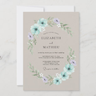 Invitación Boda floral serena verde menta