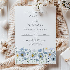 Invitación Boda floral silvestre de salvia azul polvorienta