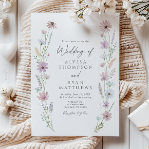 Invitación Boda floral silvestre pastel vintage