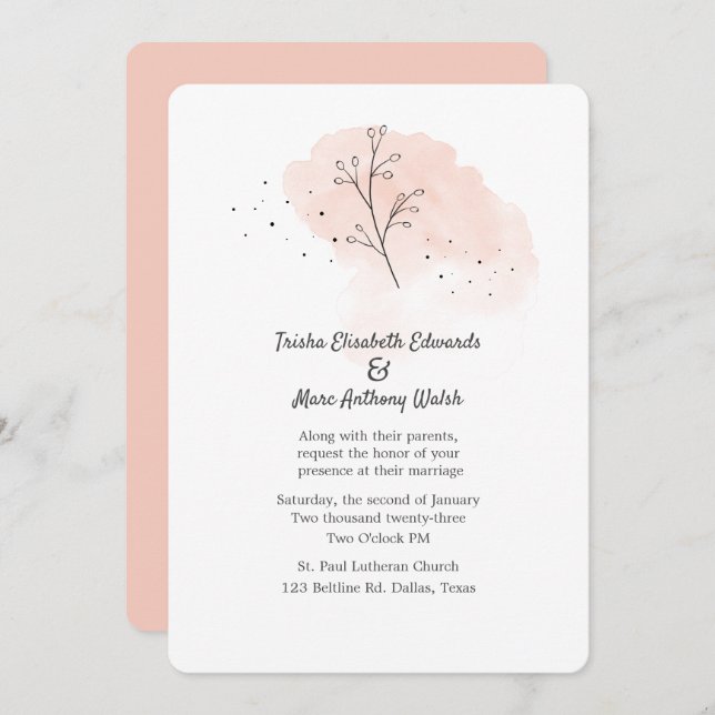 Invitación Boda floral simple (Anverso / Reverso)