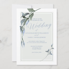 Invitación Boda floral simple azul