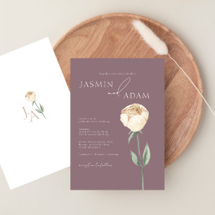 Invitación Boda floral simple elegante rosa oro púrpura