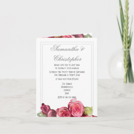 Invitación Boda floral simple llano color de rosa rosado
