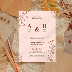 Invitación Boda floral simple minimalista