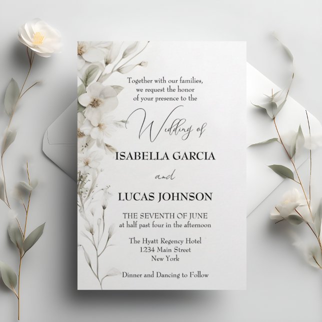 Invitación Boda floral simple y elegante (Subido por el creador)