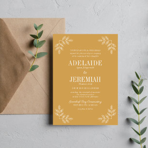 Invitación Boda Floral Simplicidad 2 Ocre Amarillo