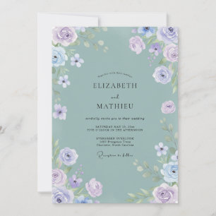 Invitación Boda Floral Soñadora Morada Salvia