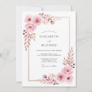 Invitación Boda Floral Soñadora Rosa
