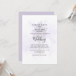 Invitación Boda Floral Splash de Lavanda Sin Padres Enumerado