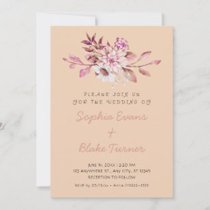 Invitación Boda Floral Suave de Campo Moderno en Marrón Claro