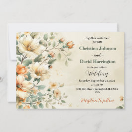 Invitación Boda floral suave y rústica elegante