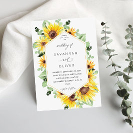 Invitación Boda floral Sunflower & Eucalyptus MOD - Blanco