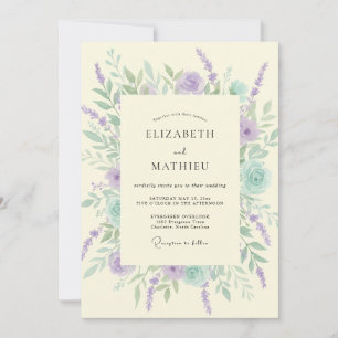 Invitación Boda Floral Susurrante de Lavanda y Menta