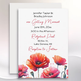 Invitación Boda Floral Temática de los Papamis Rojos