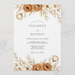 Invitación Boda Floral Terrosa Sepia