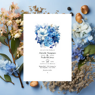 Invitación Boda floral tonos de azul