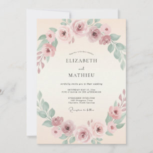 Invitación Boda floral tranquila rosa rubor