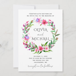 Invitación Boda floral tropical acuarela. Flores de Hawái
