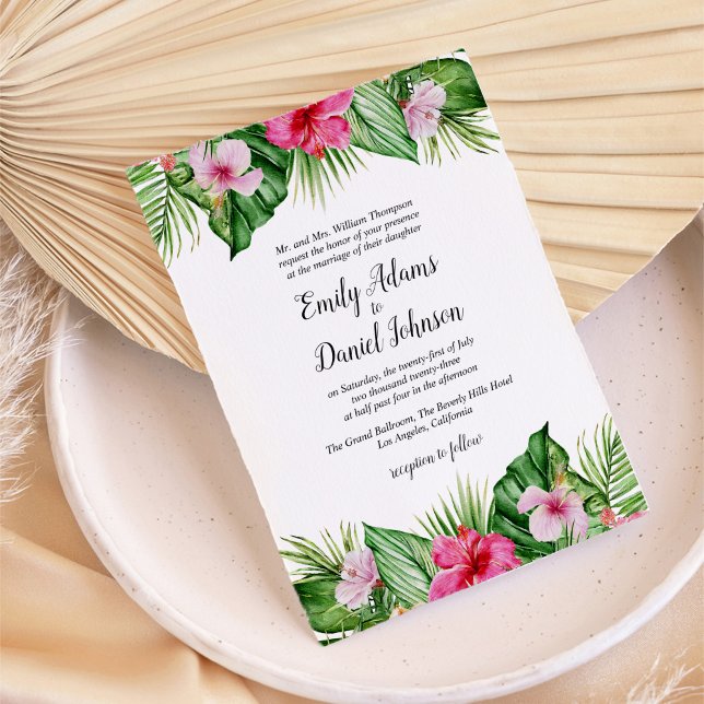Invitación Boda floral tropical acuática (Subido por el creador)