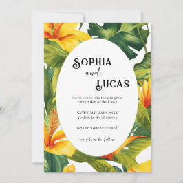 Invitación Boda floral tropical amarillo