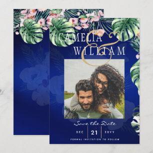 Invitación Boda floral tropical azul verde rosa de LeahG