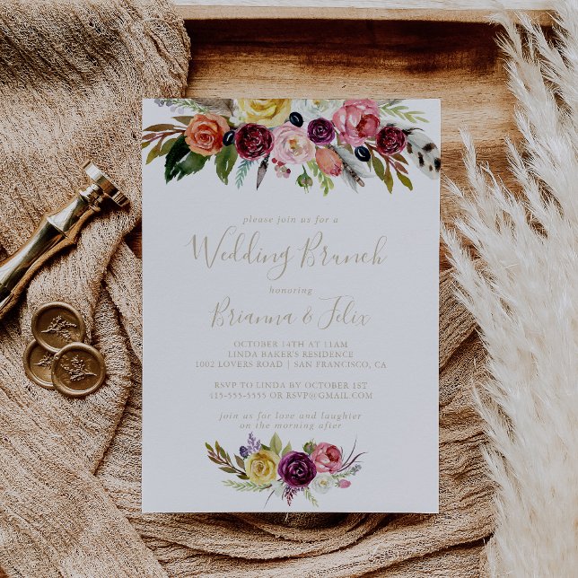 Invitación Boda Floral Tropical Boho Boho de oro Brunch (Subido por el creador)