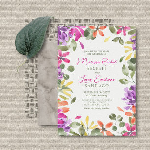 Invitación Boda floral tropical brillante