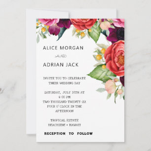 Invitación Boda floral tropical colorido