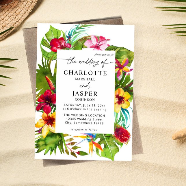 Invitación Boda floral tropical colorido (Subido por el creador)
