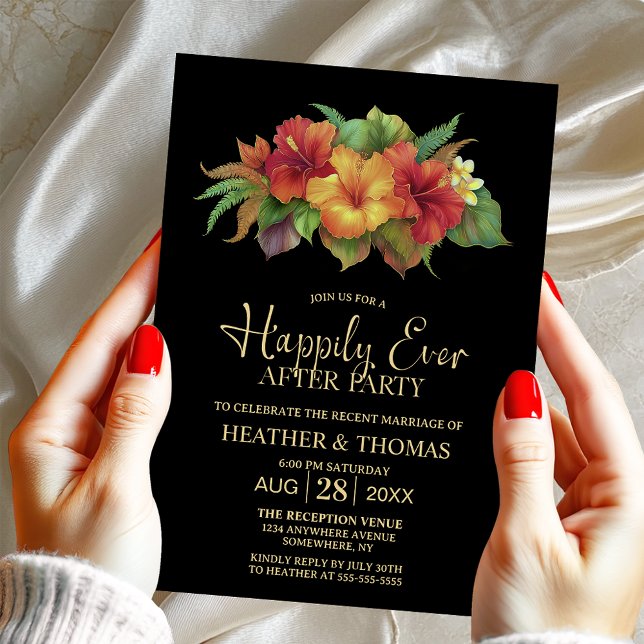 Invitación Boda Floral Tropical De Hibiscus Después Del Fiest (Subido por el creador)