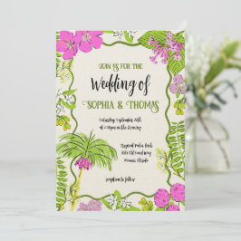 Invitación Boda floral tropical Funky dibujado
