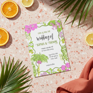 Invitación Boda floral tropical Funky dibujado