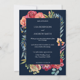 Invitación Boda floral tropical geométrica de Borgoña - Armad