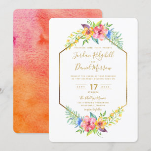 Invitación Boda floral tropical geométrica de la acuarela del