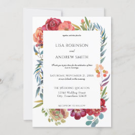 Invitación Boda floral tropical geométrico de Borgoña - Blanc