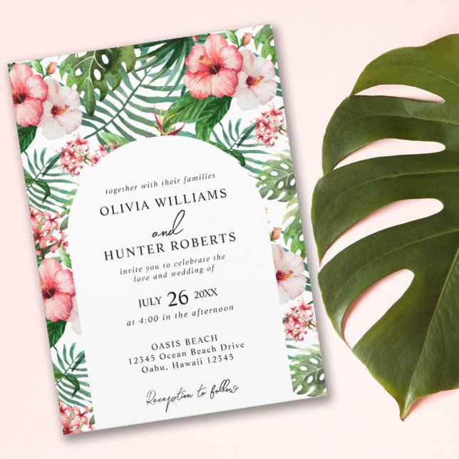 Invitación Boda Floral Tropical Hibiscus Arch Blanco (Subido por el creador)