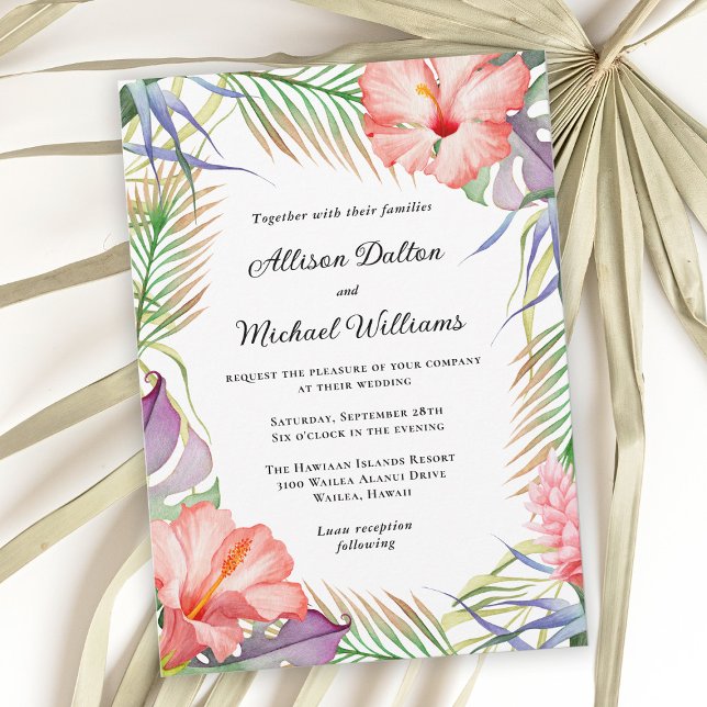 Invitación Boda floral tropical Luau de Hawái (Subido por el creador)