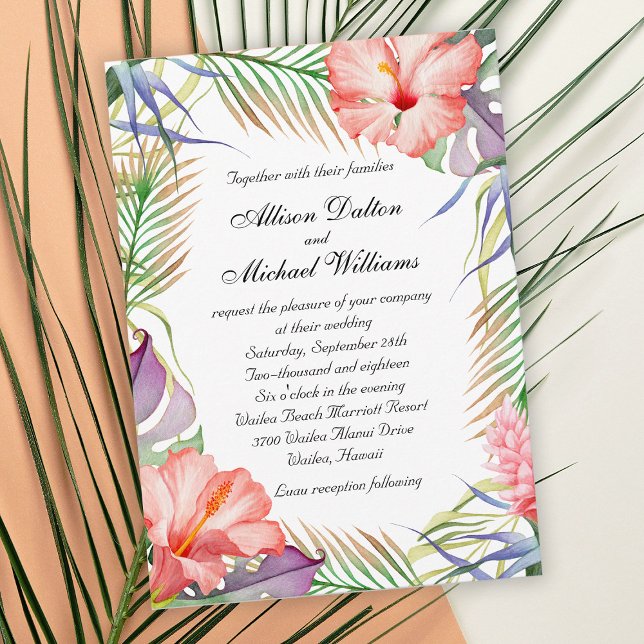 Invitación Boda floral tropical Luau de Hawái (Subido por el creador)