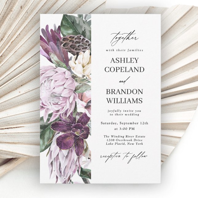 Invitación Boda Floral Tropical Purple Plum Boho (Subido por el creador)