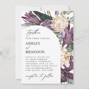Invitación Boda Floral Tropical Purple Plum Boho
