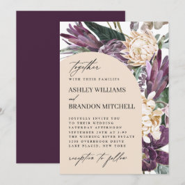 Invitación Boda Floral Tropical Purple Plum Boho