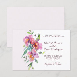 Invitación Boda floral tropical rosa personalizada