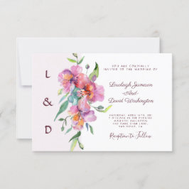 Invitación Boda floral tropical rosa personalizada