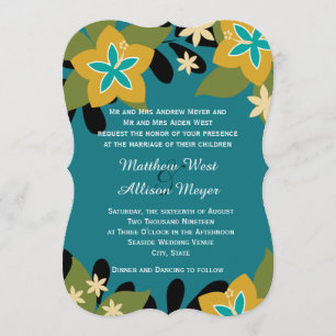 Invitación Boda floral tropical Verde azulado