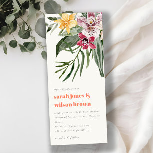 Invitación Boda Floral Tropical Vibrante Peach Rubor Boho