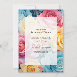 Invitación Boda floral turquesa, amarilla y rosa