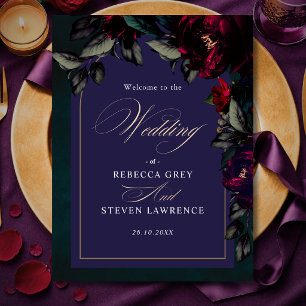 Invitación Boda floral turquesa morada gótica oscura y melanc
