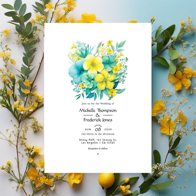 Invitación Boda floral turquesa y limón (Subido por el creador)